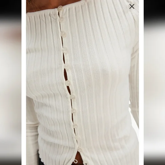 Free People NWOT Tilly Rib Long Sleeve Button Up Top in Navy sz SML & XS - Picture 10 of 14